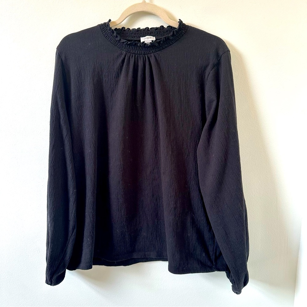 J.Crew black smocked top size XL